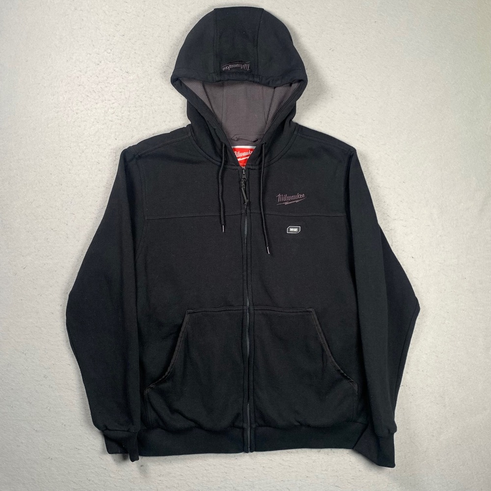 Milwaukee M12 Heated Gear Hoodie Mens Large Black Full Zip Waffle Lined Workwear